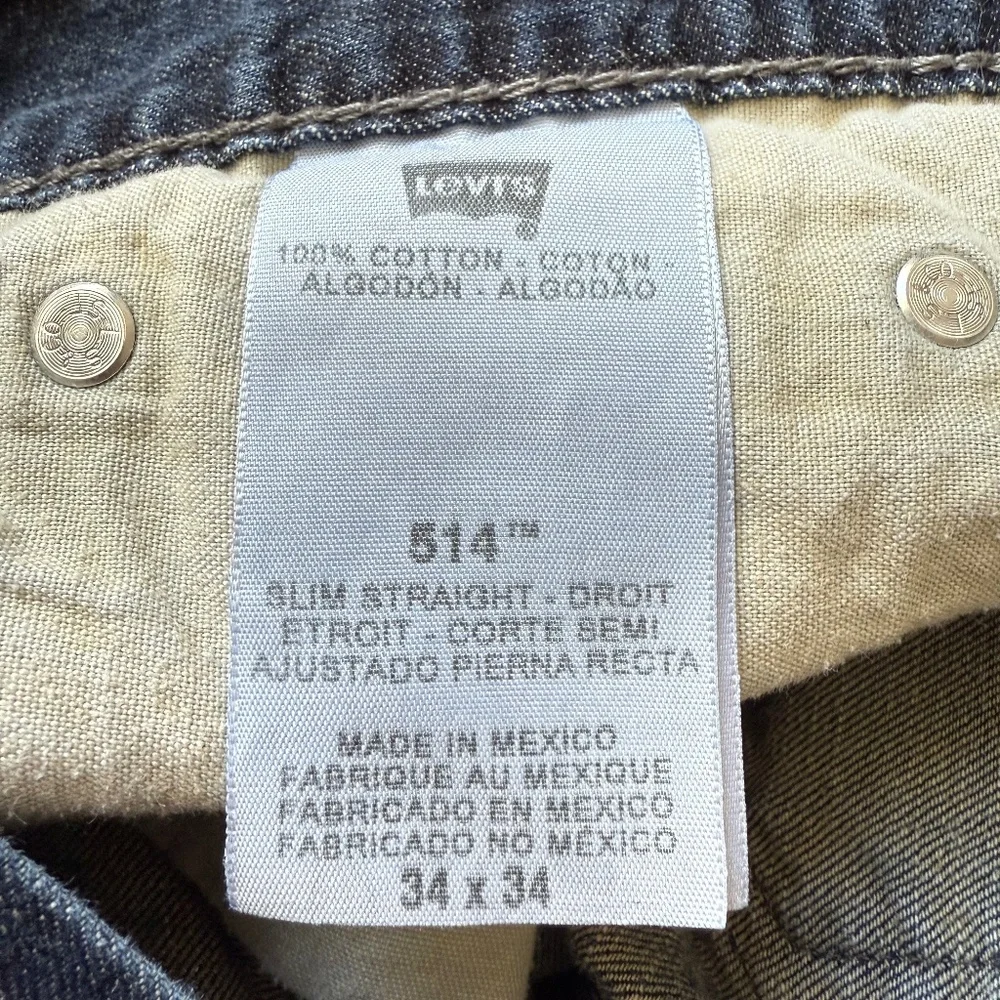Levi's 514‎ Jeans Men's 34x34 Blue Denim Slim Straight Cotton Stretch Mid Rise
